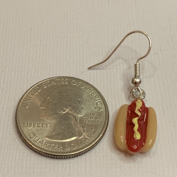 Hot Dog Earring, Funny Food Earring, Gift Idea, Food Jewelry, Silly Earring - Picture 6 of 7